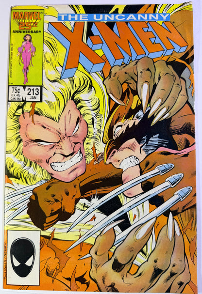 Uncanny X-Men #213 Classic Wolverine Vs. Sabretooth Cover